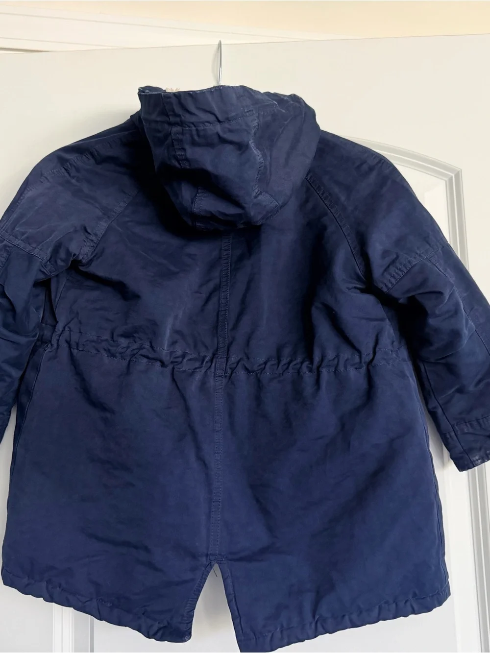 Zara Kids Navy Hooded Parka Jacket with Faux Fur Lining
